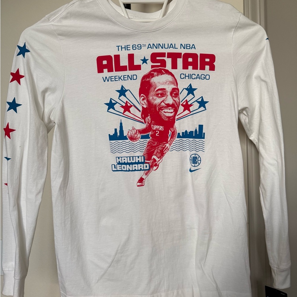 Nike White and Red Shirt with Graphic Design